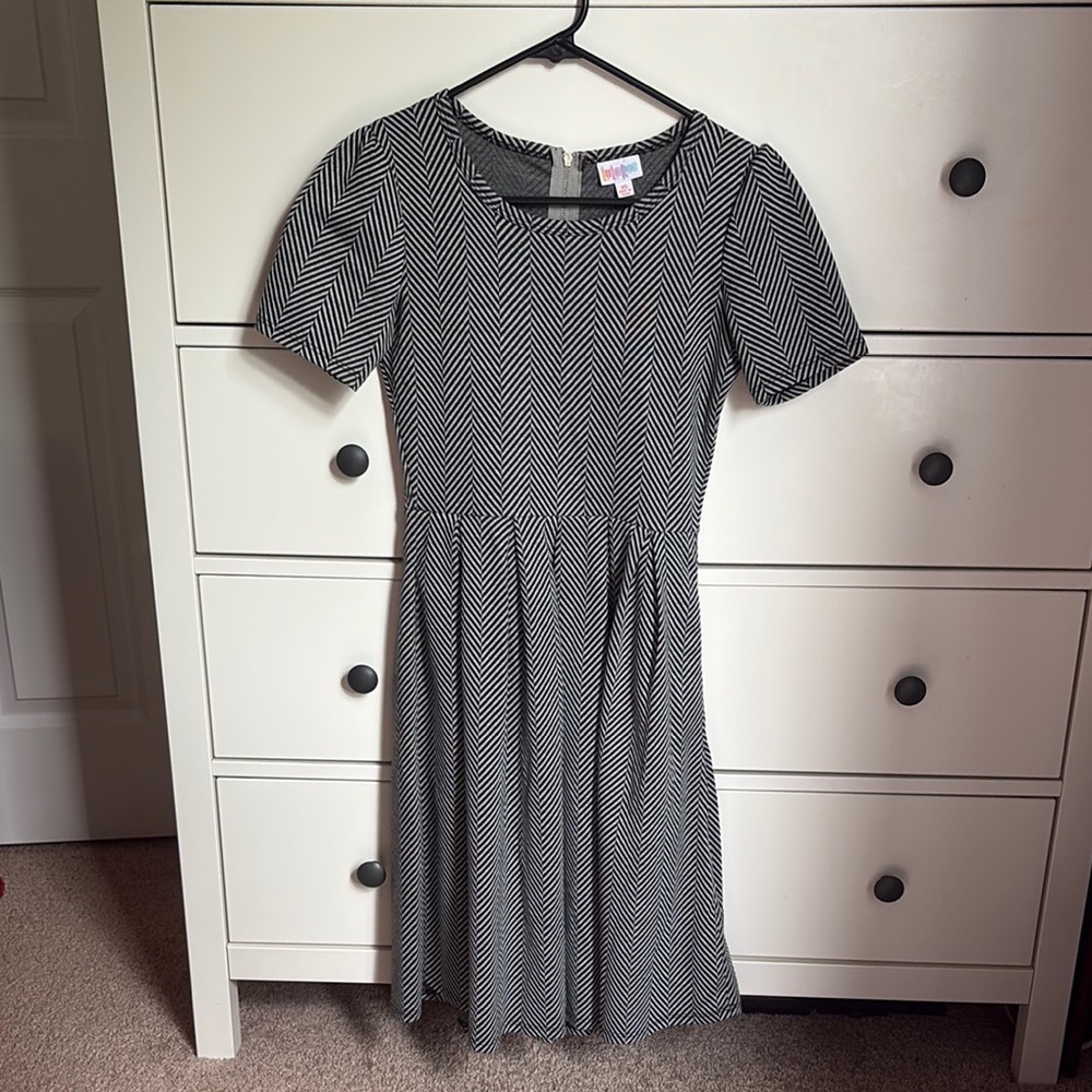 Elegant Black and White Chevron Dress